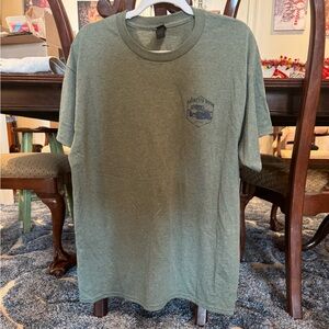 Vintage-Inspired Green Tee with Graphic Print